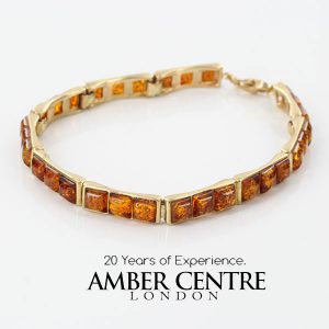 ITALIAN HANDMADE GERMAN BALTIC AMBER BRACELET IN 9CT solid GOLD GBR133-RRP£1000!!!