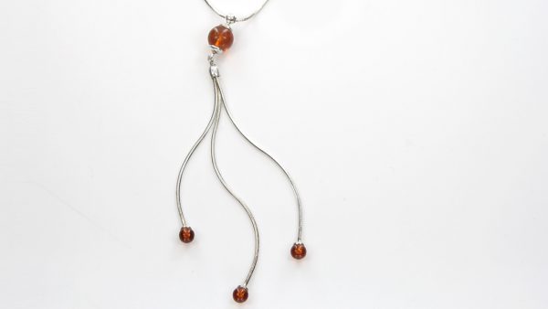 AMBER NECKLACE CONTEMPORARY DESIGN BALTIC Amber 925 SILVER -N064 RRP£45!!!