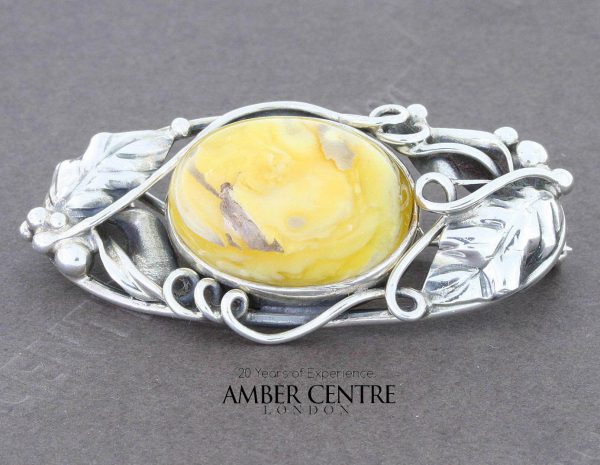 Brooch Butterscotch German Baltic Amber 925 silver handmade BD0129 RRP£125!!!
