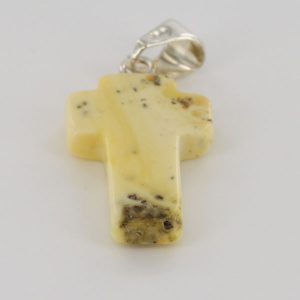 Milky Butterscotch Baltic Amber Cross Pendant Very rare PE0114 RRP£35!!!