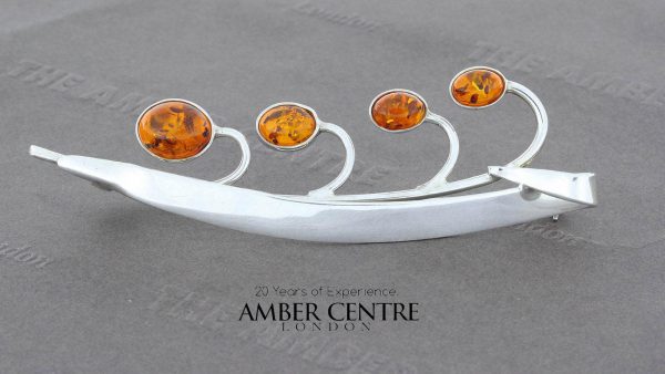 Amber Brooch German Baltic Amber 925 Silver Unique Handmade – BD0121 RRP£95!!!