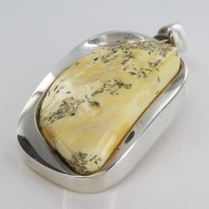 Butterscotch Milky German BALTIC AMBER PENDANT 925 SILVER- PE0099 RRP£320!!