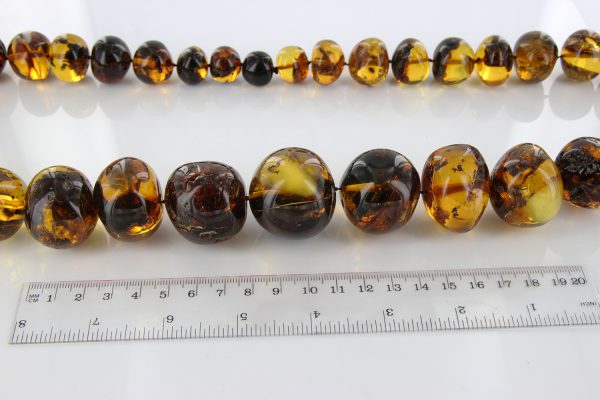 German Baltic Amber Natural Unique Bead Necklace with organic inclusions Handmade A301 RRP£3950!!!