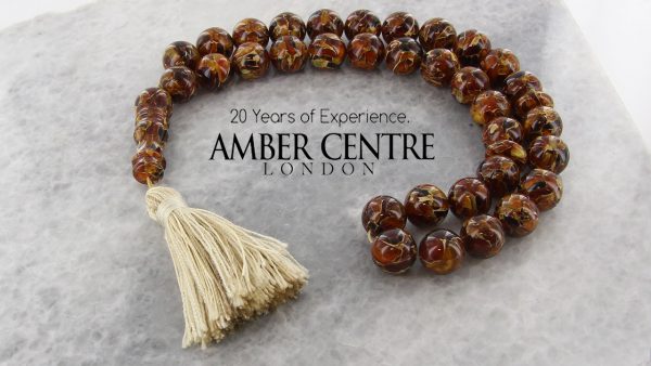 GENUINE GERMAN HANDMADE RECONSTRUCTED AMBER WORRY BEADS- AW0070 RRP£380!!!