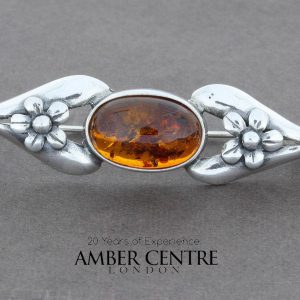 Beautifully Designed Handmade Silver Brooch with German Baltic Amber BD0115 RRP£55!!!