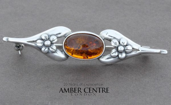 Beautifully Designed Handmade Silver Brooch with German Baltic Amber BD0115 RRP£55!!!