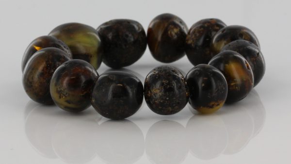 GERMAN BALTIC AMBER BRACELET HEALING NATURAL GENUINE DARK GREEN W067 RRP£295!!!