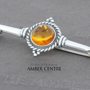 Amber Brooch German Baltic Amber 925 silver unique handmade - BD0114 RRP£40!!!