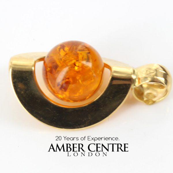 Italian Handmade 18ct solid Gold Modern Pendant German Baltic Amber GP0992 RRP £275!!!