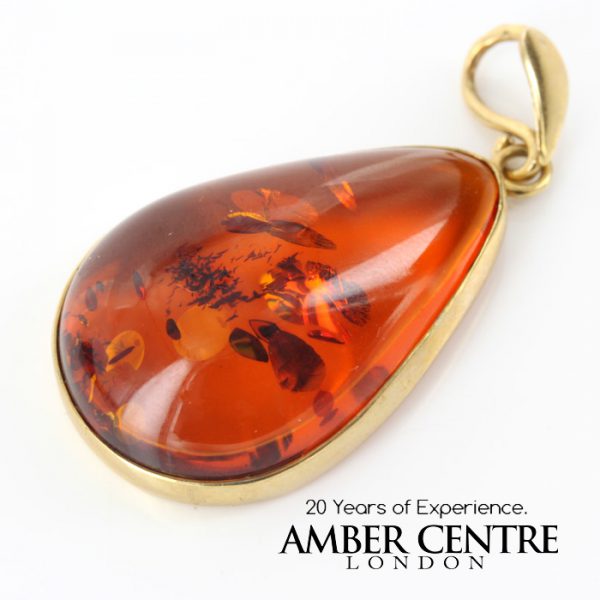 Italian Made Baltic German Amber Pendant in 18ct Solid Gold GP0995 RRP£625!!!