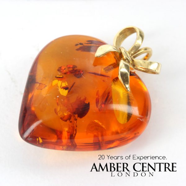 Italian Hanmade Unique 18ct solid Gold German Amber Heart Shaped LOVE Pendant GP0993 RRP£425!!!