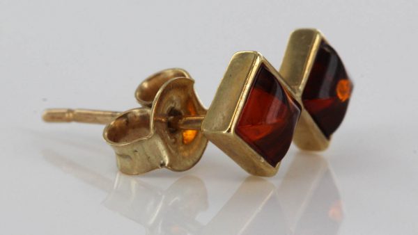 Italian Made Cognac Baltic Amber Studs In 9ct Gold GS0022 RRP £125!!!