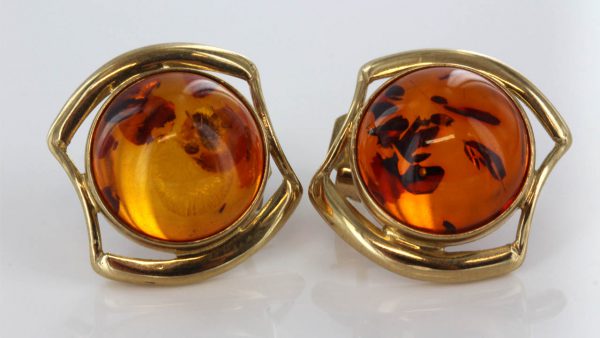 Italian Handmade Unique German Baltic Amber Studs 9ct Gold GS0018 RRP£300!!!