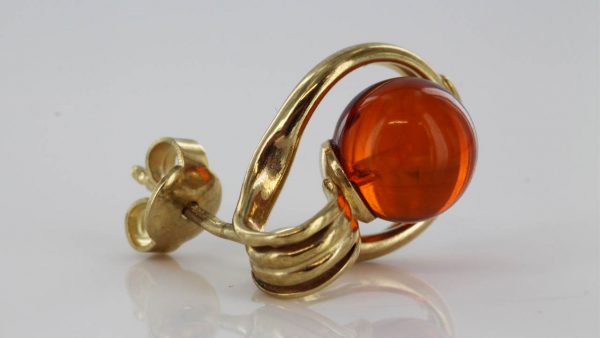 Italian Handmade Unique German Baltic Amber Studs In 9ct Solid Gold GS0126 RRP£250!!!