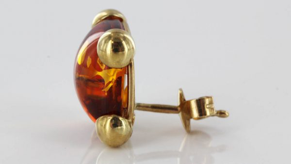 Italian Handmade Unique German Baltic Amber Studs 9ct Solid Gold GS0065 RRP £275!!!