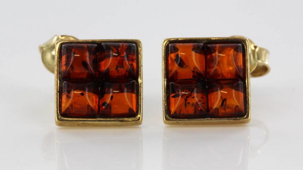 Italian Handmade Unique German Baltic Amber Studs In 9ct Solid Gold GS0021 RRP£175!!!