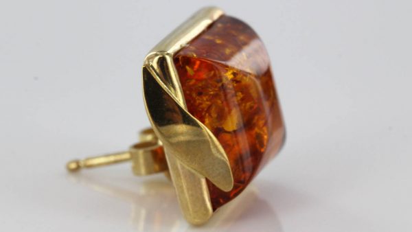 Italian Made German Elegant Baltic Amber Studs In 9ct Solid Gold GS0123 RRP£325!!!