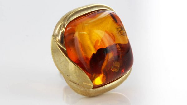 Italian Handmade Unique German Baltic Amber Stud Earrings In 9ct Solid Gold GS0016 RRP£325!!!