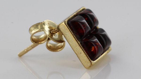 Italian Handmade Unique German Baltic Amber Studs In 9ct Solid Gold GS0021 RRP£175!!!