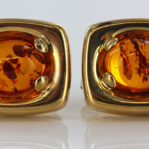 Italian Made Unique German Baltic Amber 9ct Solid Gold Stud Earring GS0069 RRP£325!!!