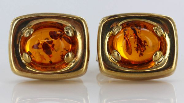 Italian Made Unique German Baltic Amber 9ct Solid Gold Stud Earring GS0069 RRP£325!!!