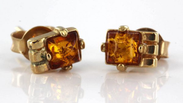 Italian Made German Baltic Amber Stud Earrings In 9ct Gold GS0074 RRP £125!!!