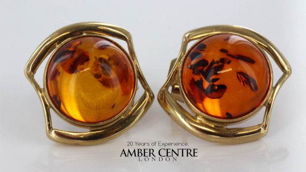 Italian Handmade Unique German Baltic Amber Studs 9ct Gold GS0018 RRP£300!!!