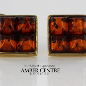 Italian Handmade Unique German Baltic Amber Studs In 9ct Solid Gold GS0021 RRP£175!!!