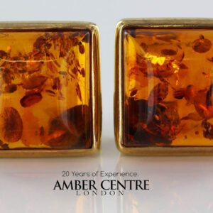 Italian Made German Elegant Baltic Amber Studs In 9ct Solid Gold GS0123 RRP£325!!!