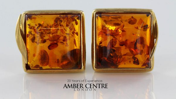 Italian Made German Elegant Baltic Amber Studs In 9ct Solid Gold GS0123 RRP£325!!!