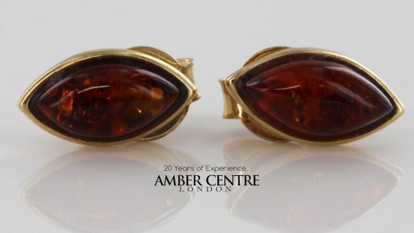 Italian Made Unique German Baltic Amber Studs In 9ct Gold GS0103 RRP£125!!!