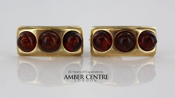 ITALIAN MADE GERMAN BALTIC AMBER STUD EARRINGS IN 9CT GOLD GS0130 RRP£175!!!