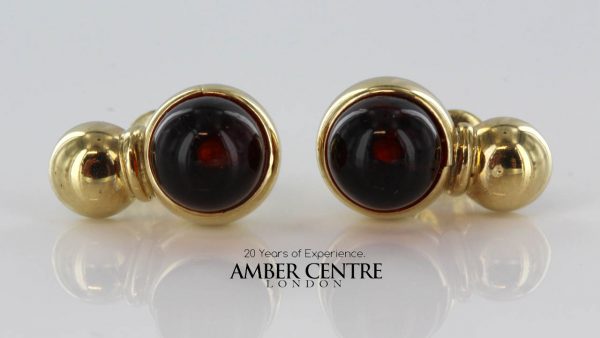 Italian Made German Baltic Amber Stud Earrings In 9ct Solid Gold GS0064 RRP £250!!!