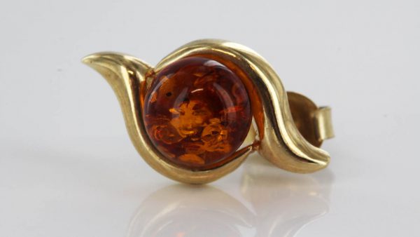 Italian Made German Baltic Amber Swirl Stud Earrings In 9ct Gold GS0043 RRP£225!!!