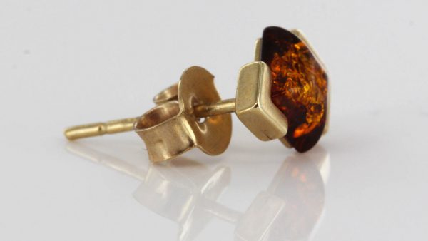 Italian Made Unique German Amber Stud Earrings In 9ct Solid Gold GS0075 RRP£125!!!