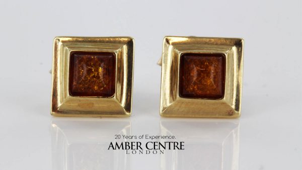 Italian Made Unique German Baltic Amber Studs In 9ct solid Gold GS0028 RRP£135!!!