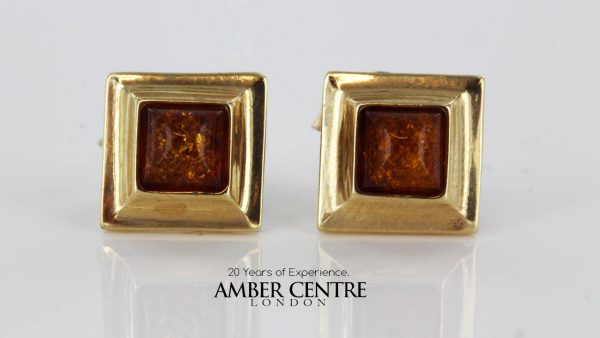 Italian Made Unique German Baltic Amber Studs In 9ct solid Gold GS0028 RRP£135!!!