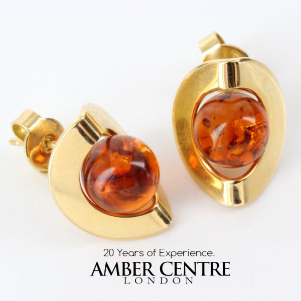 Italian Hand Made German Genuine Baltic Amber 18ct Gold Studs GS0992 RRP£895!!!