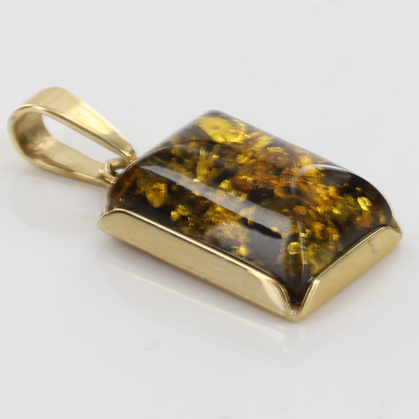 Italian made Elegant Green German Baltic Amber Pendant in 9ct Gold - GP0076G RRP£195!!!