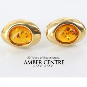 Italian Made Genuine German Baltic Amber 18ct Gold Studs GS0998 RRP£800!!!