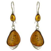 Italian Handmade German Baltic Amber Elegant Earrings 925 Silver E0021 RRP£45!!!