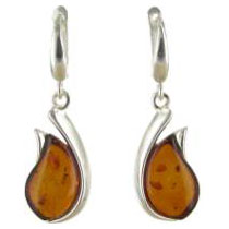 ITALIAN STYLE GERMAN BALTIC AMBER HANDMADE EARRINGS IN 925 SILVER E0024 RRP£55!!!