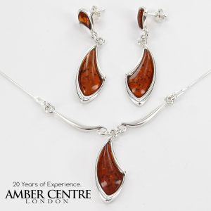 Italian Handmade German Baltic Amber Set 925 Sterling Silver- SET03 RRP£155!!!