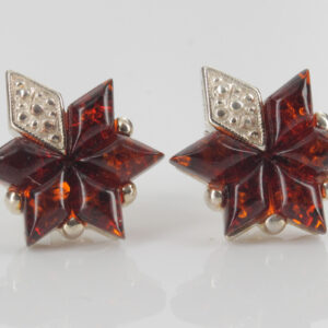 Modern Unusual German Baltic Amber Handmade Stud Earrings 925 Silver ST0069 RRP£35!!!