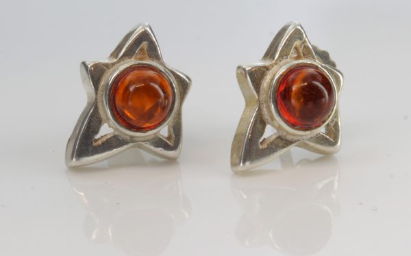 Feminine Design German Baltic Amber Stud Earrings 925 Silver ST0055 RRP£18!!!