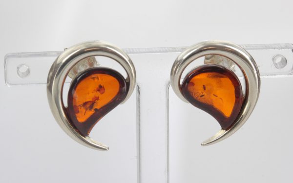 Elegant Italian Style Baltic Amber Handmade Stud Earrings 925 Silver ST0061 RRP£45!!!