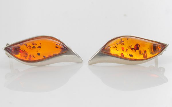 Elegant Italian Made Baltic Amber Handmade Stud Earrings 925 Silver ST0064 RRP£30!!!