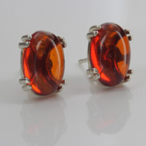 GERMAN BALTIC AMBER CLASSIC HANDMADE STUD EARRINGS 925 SILVER ST0059 RRP£25!!!