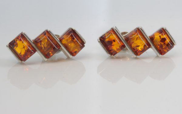 Elegant Handmade German Baltic Amber Stud Earrings 925 Silver ST0056 RRP£30!!!