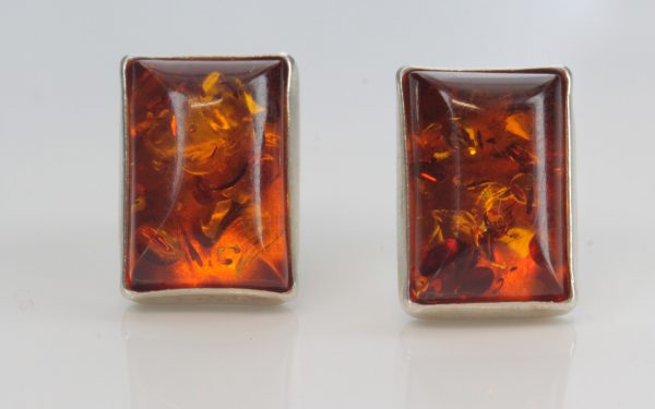 GERMAN BALTIC AMBER HANDMADE MODERN STUD EARRINGS 925 SILVER ST0053 RRP£29!!!